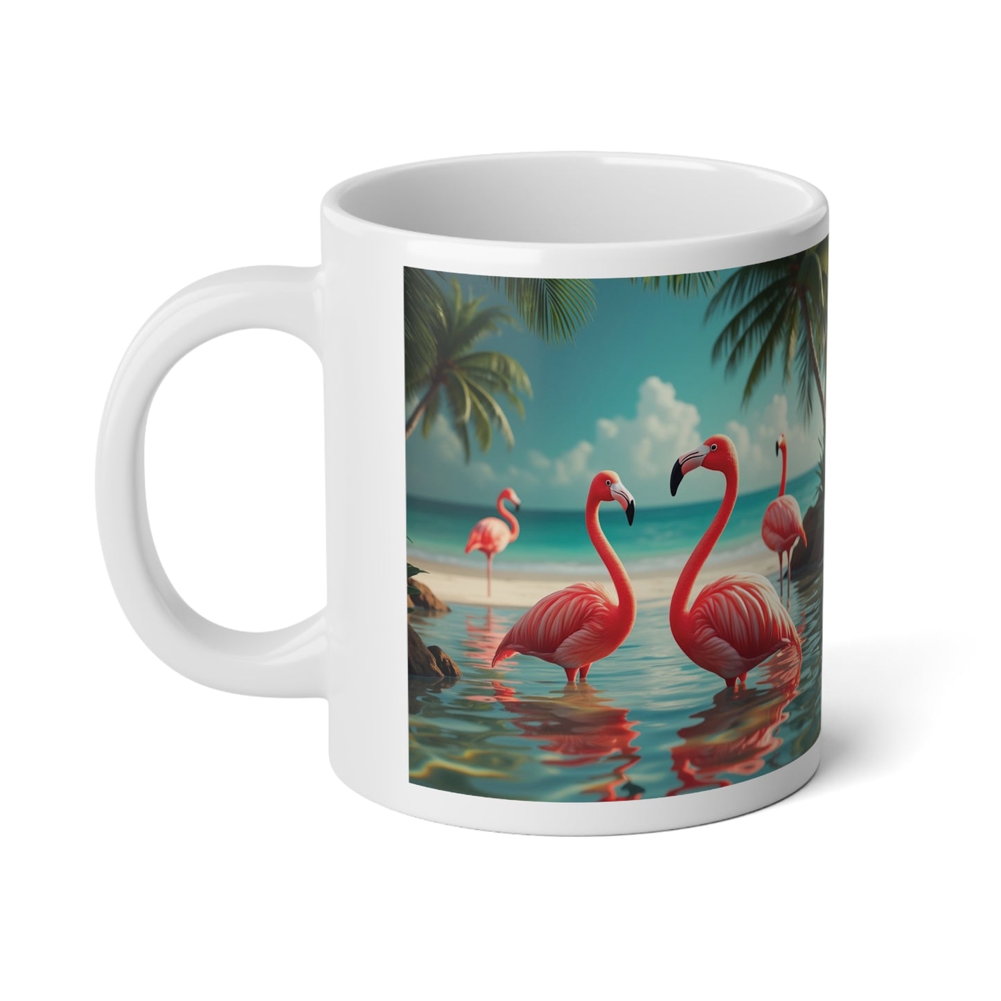 Jumbo Mug, 20oz, Flamingo Morning Dip | Tropical Coffee Cup