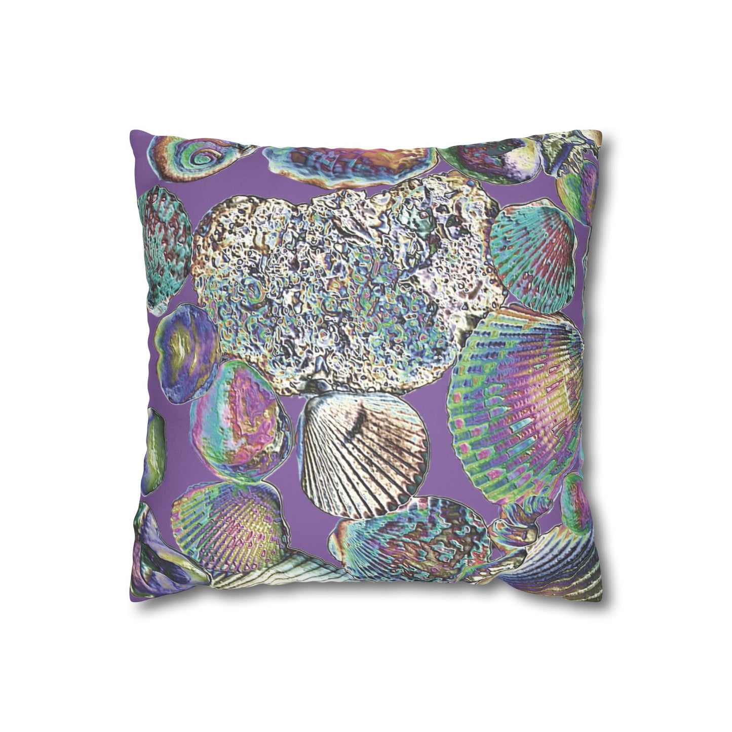 Faux Suede Square Pillowcase - Heatwave Seashell Collection, Light Purple