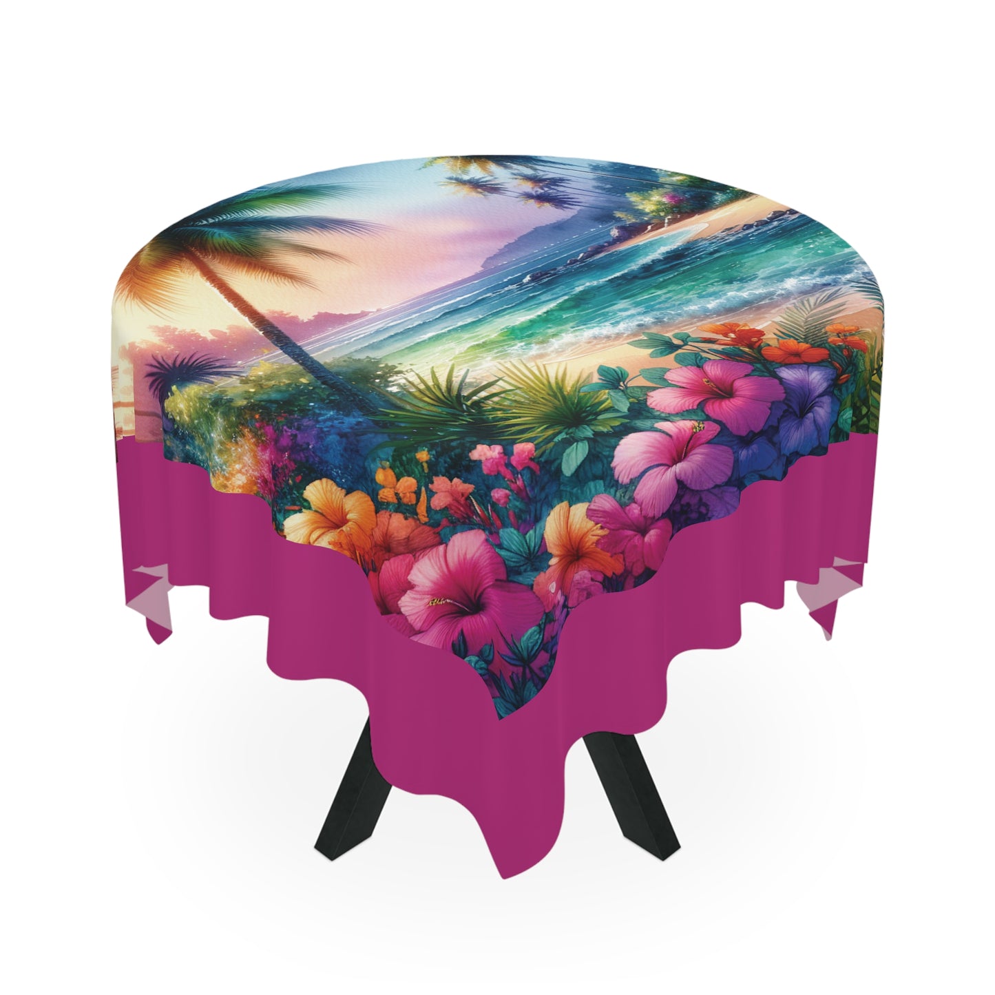 Bay of Peace/Pink Tablecloth, 55" x 55"