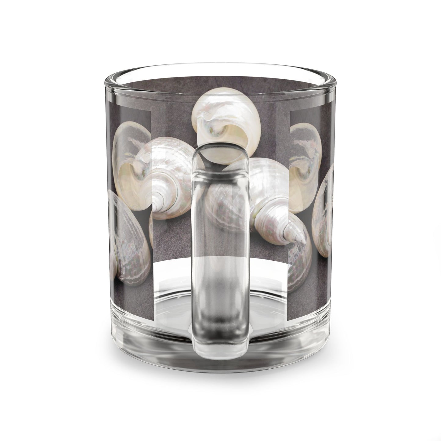 Tropical Glass Mug - 10oz Coffee Cup / White Nautilus Trio