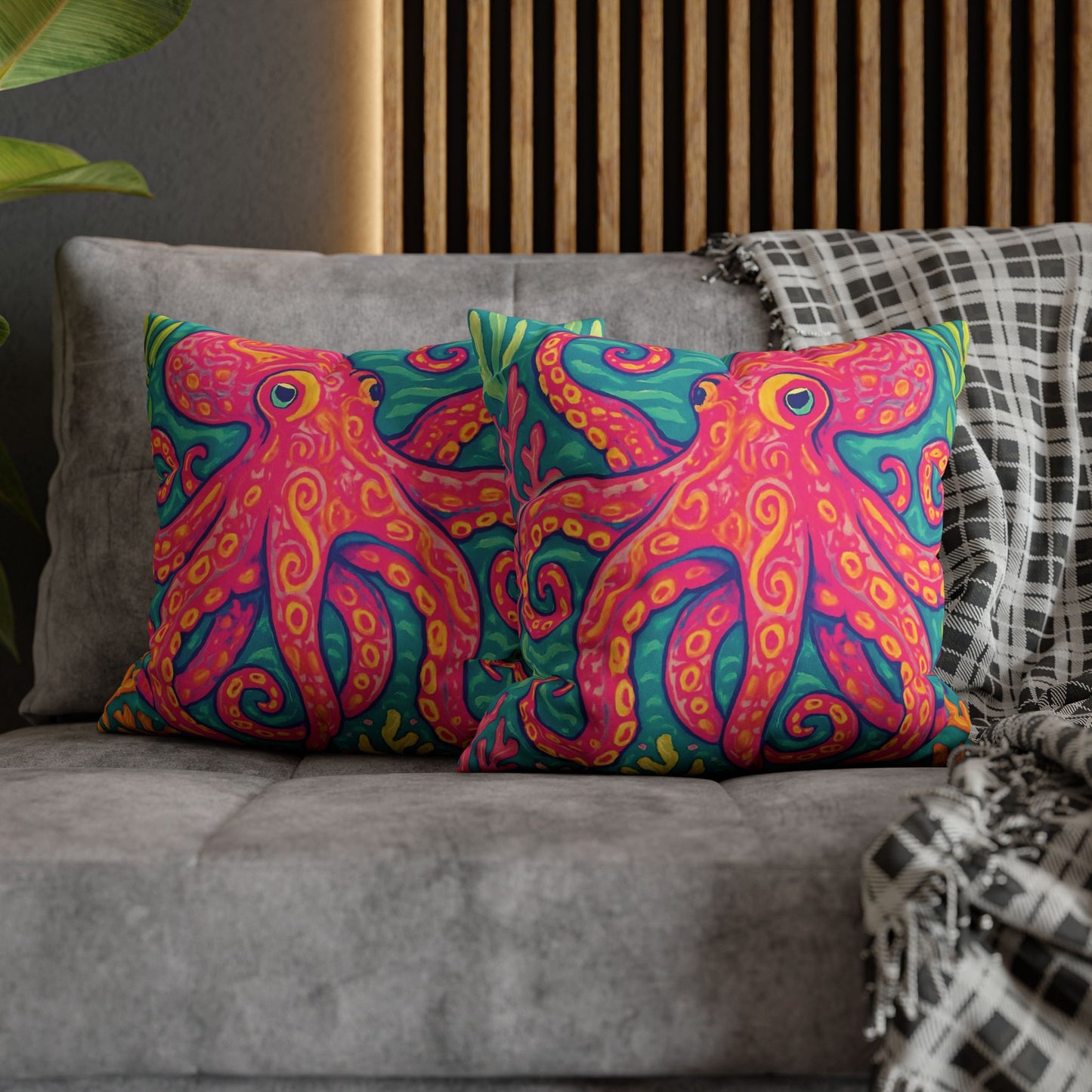 Faux Suede Square Pillowcase - Red Kraken Joe