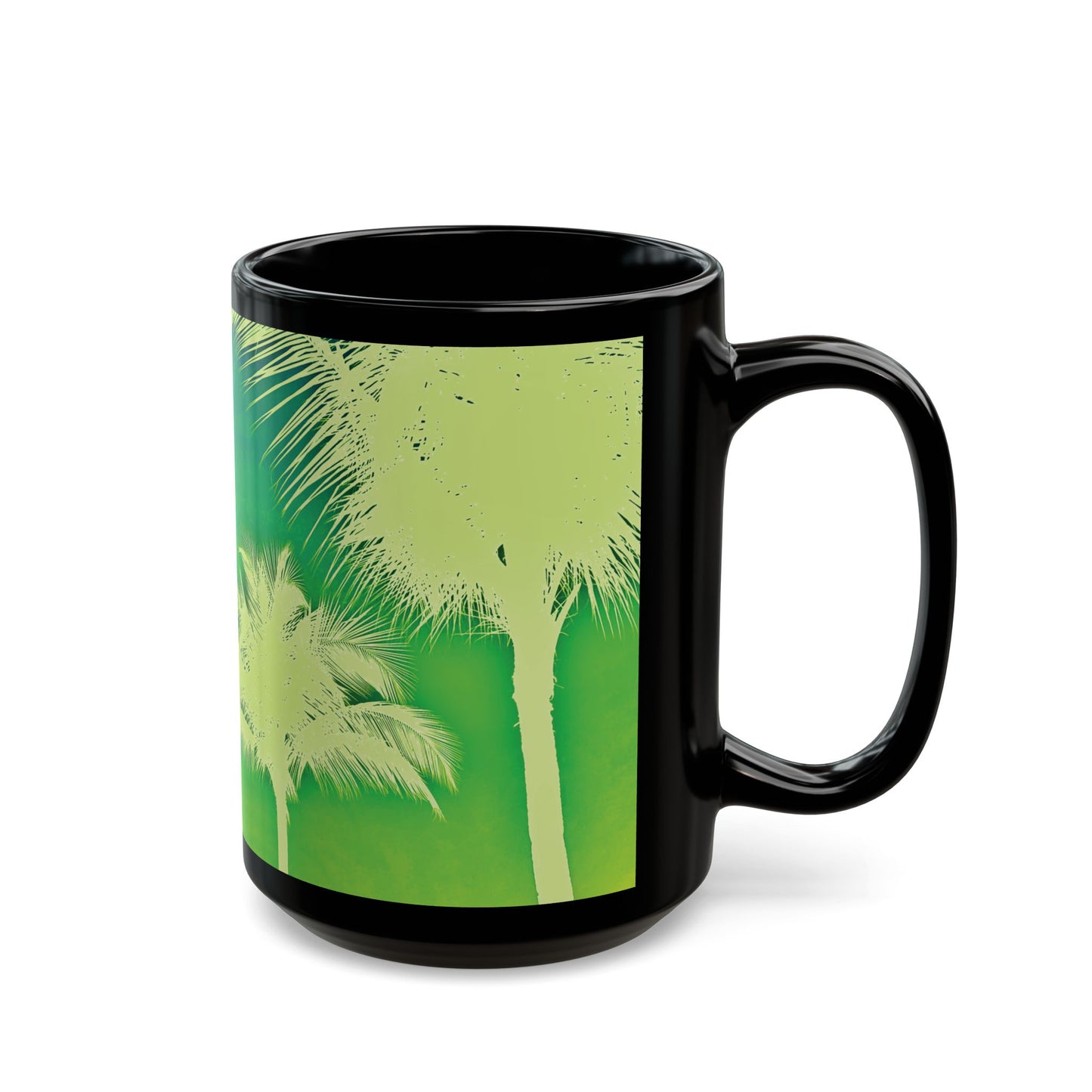 Black Coffee Mug - Palm Glow Green