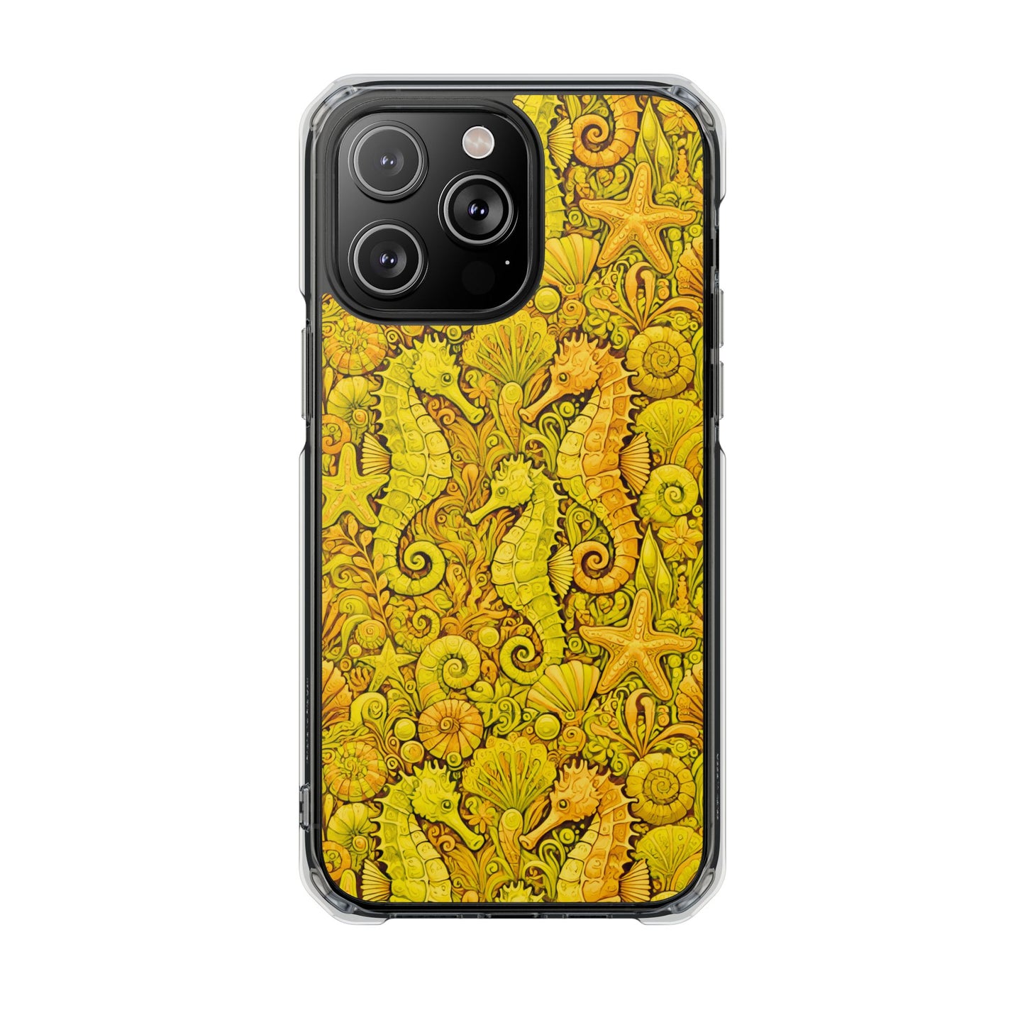 Seahorses/Yellow Magnetic Clear Phone Case, Many Models