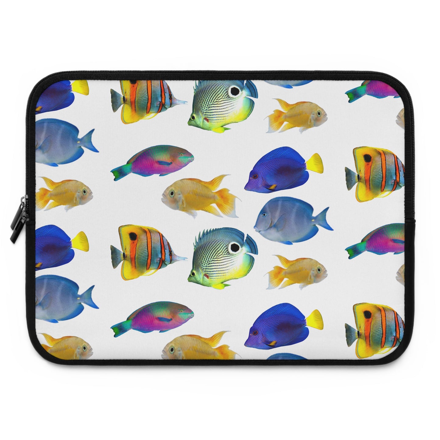 Tropical Laptop Sleeve, 5 Sizes - Perfect for Beach Lovers & Students / School of Fish, White