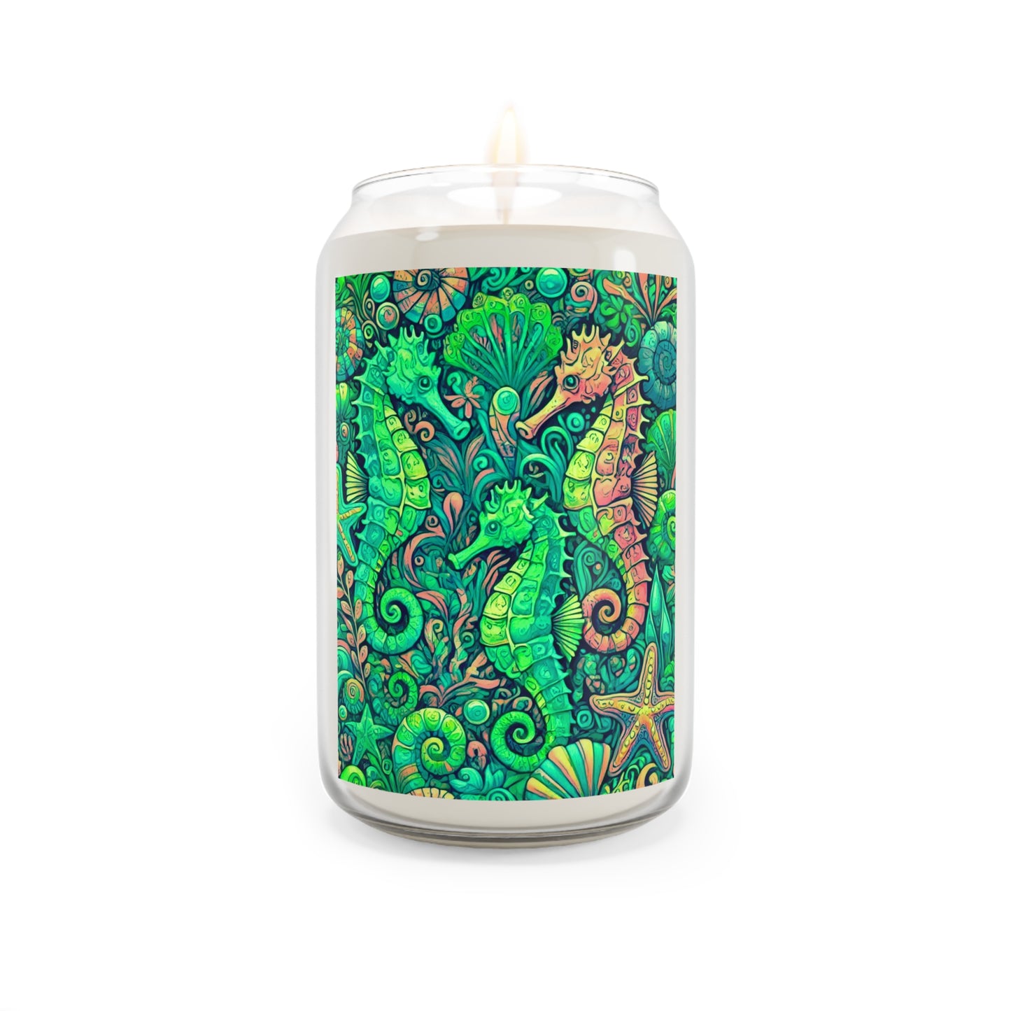 Scented Candle, 13.75oz - Seahorse Trio, Hot Lime