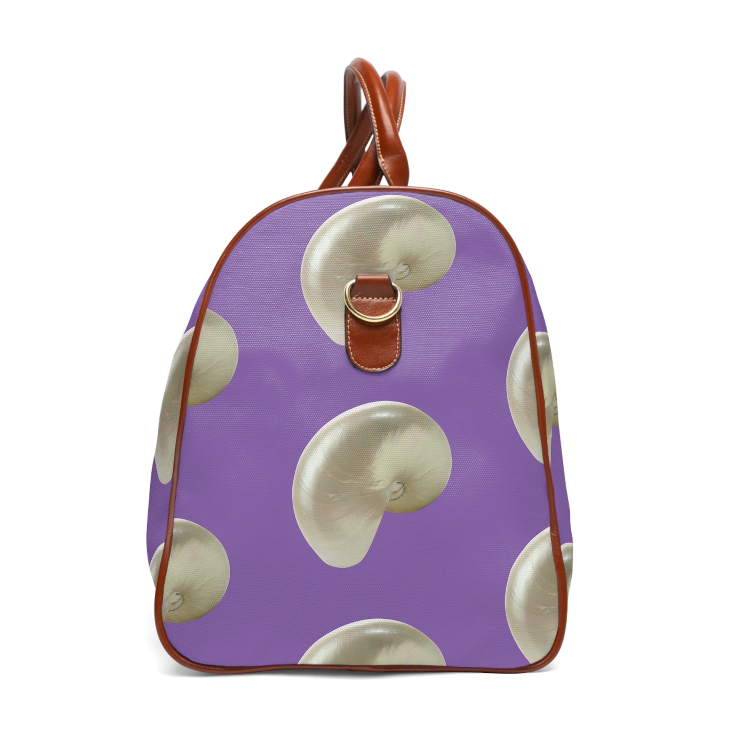 Tropical Waterproof Travel Bag - Perfect for Beach Getaways / Real White Nautilus Shells, Lt. Purple