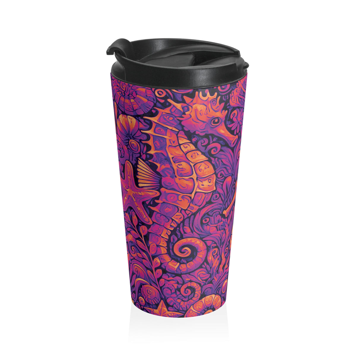 15 oz. Stainless Steel Travel Mug / Seahorse Trio, Heatwave