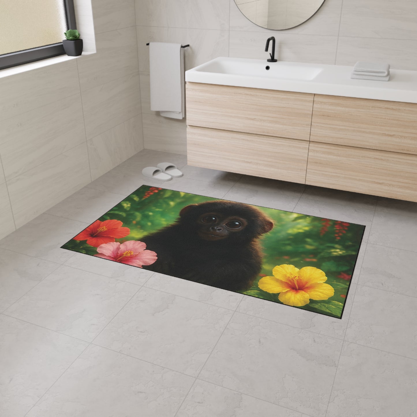 Heavy Duty Floor Mat, 5 Sizes – Tropical Area Rug for Home Décor / Baby Howler Monkey