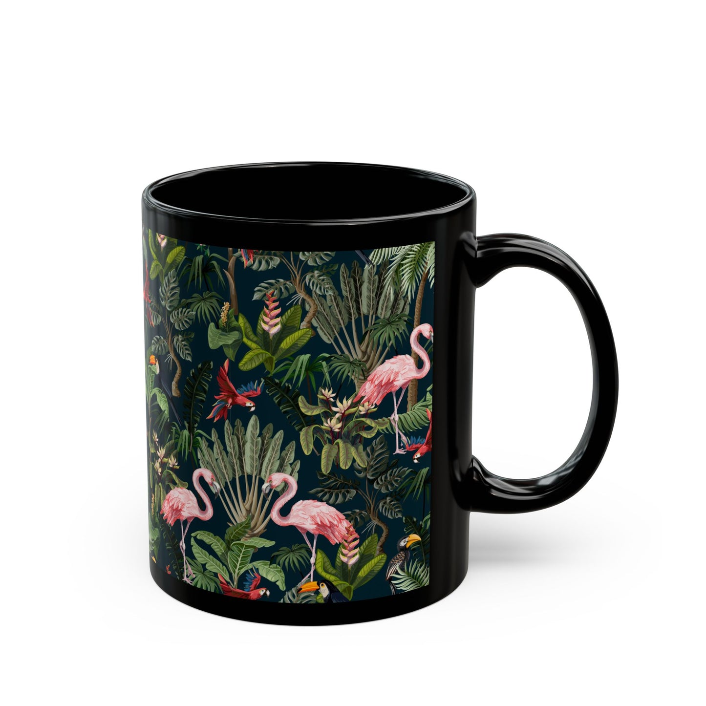 Midnight Rainforest Party Black Coffee Mug