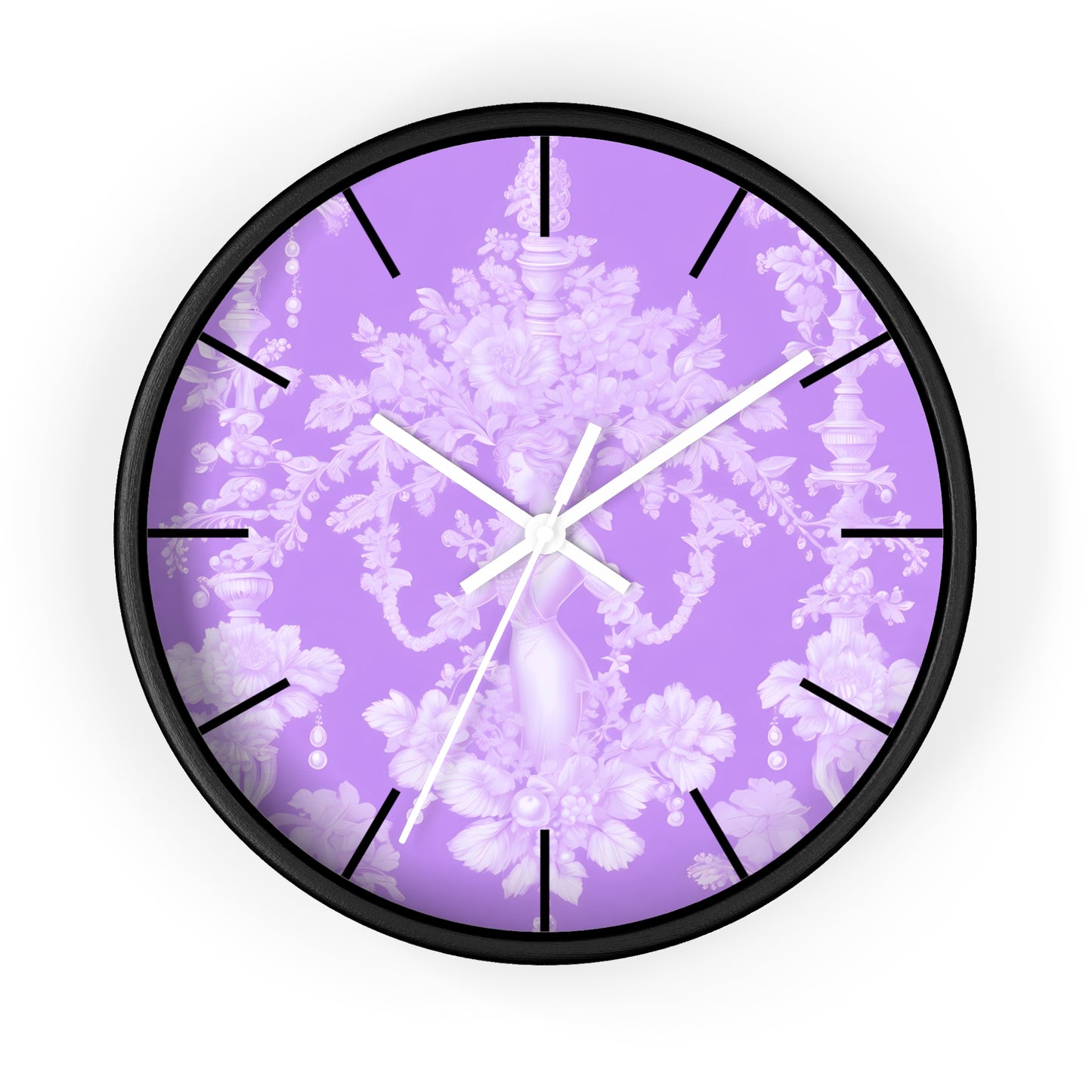 Wall Clock, Pearl Lady Toile / Purple, Hands/Base Variants