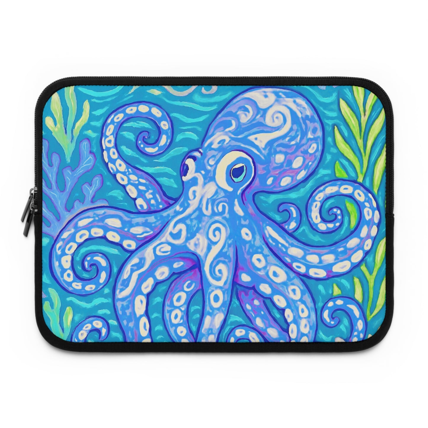 Tropical Laptop Sleeve, 5 Sizes - Perfect for Beach Lovers & Students / Octopus Kraken Joe, Blue