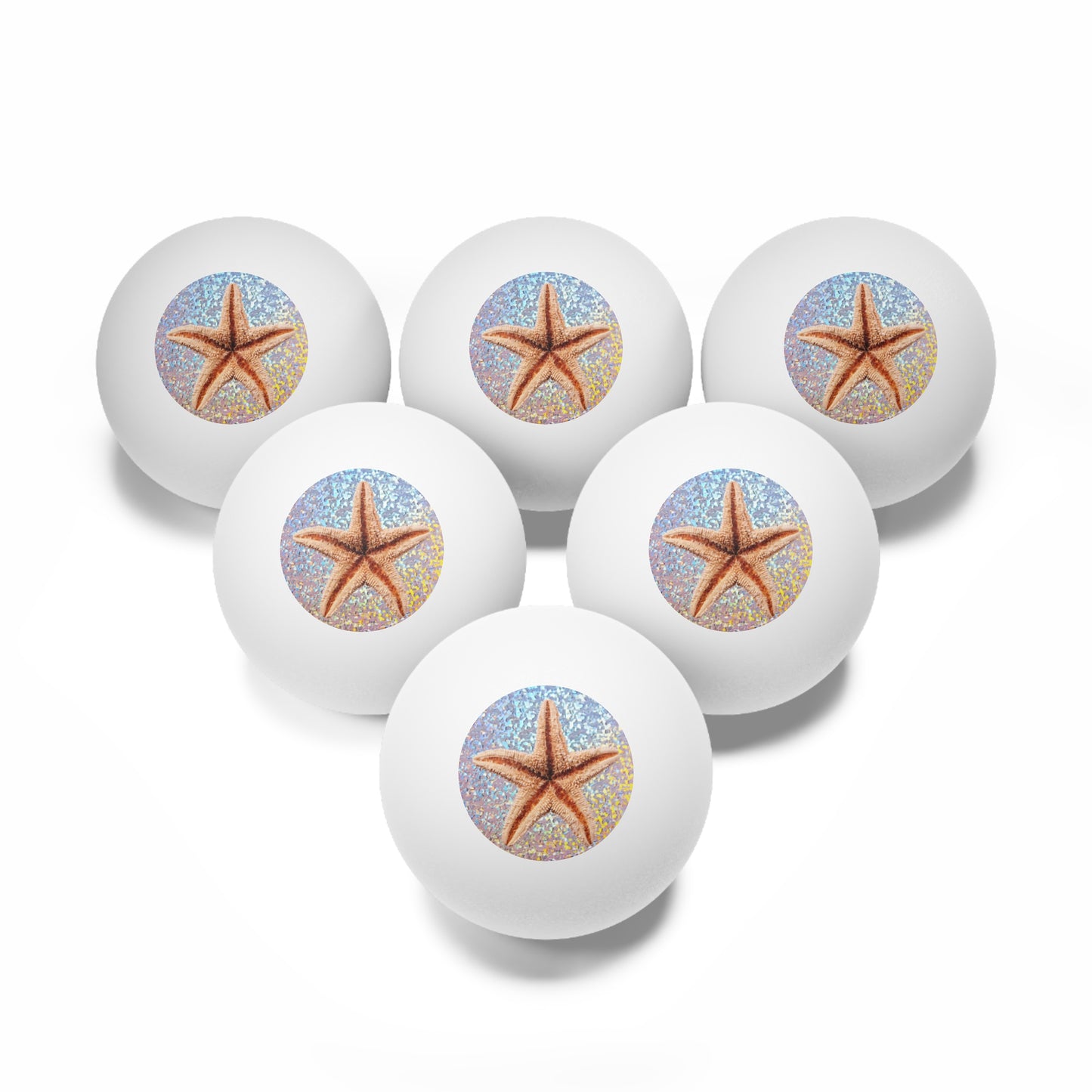 Tropical Paradise Ping Pong Balls - 6 Pack with Disco Starfish