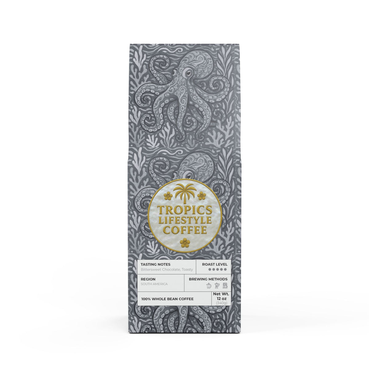 Copy of Black Coral Blend™ (Dark French Roast) Specialty Grade Craft Coffee / Octopus Kraken Joe, Noir/WH