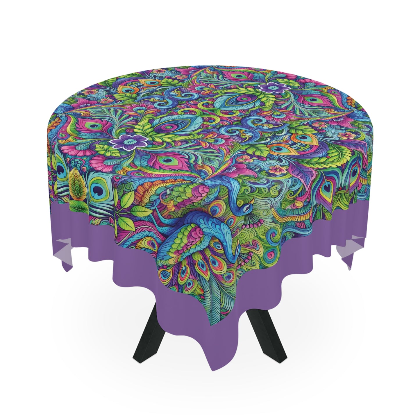 Peacock Prism/Lt. Purple ~ Square Tablecloth, 55" x 55"