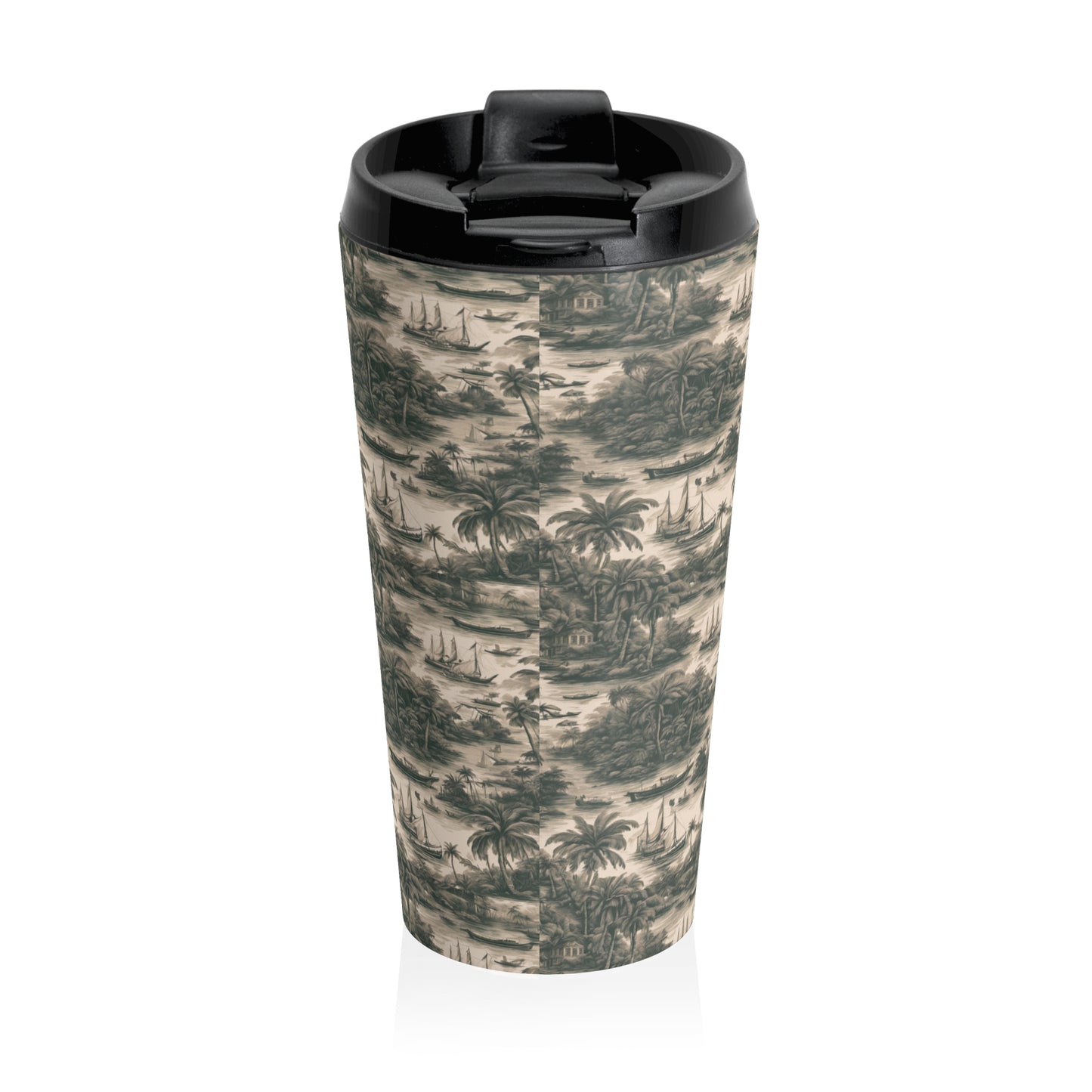 15 oz. Stainless Steel Travel Mug / Tropi Trip Toile Smoke