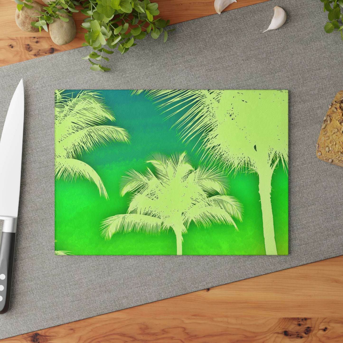 Glass Cutting Board, 2 sizes - Palm Glow/Green