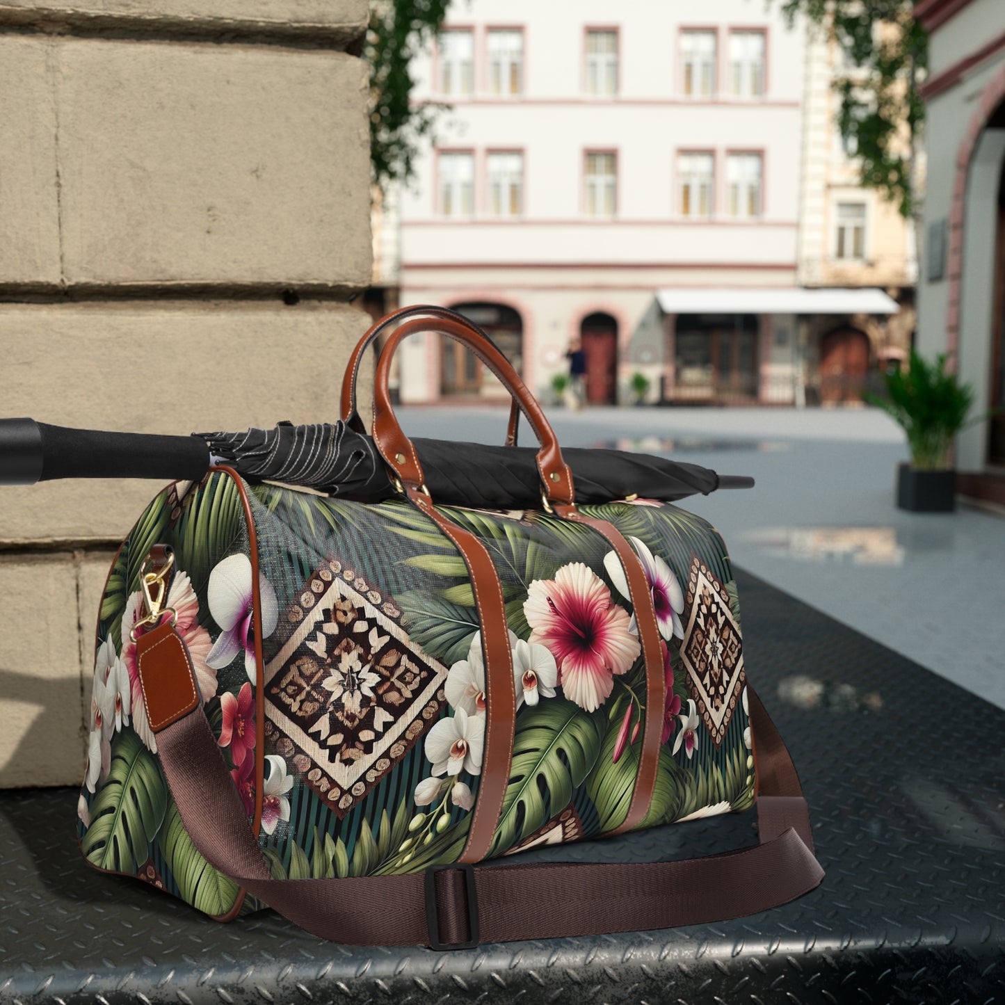 Tropical Waterproof Travel Bag - Perfect for Beach Getaways / Tiki Orchids