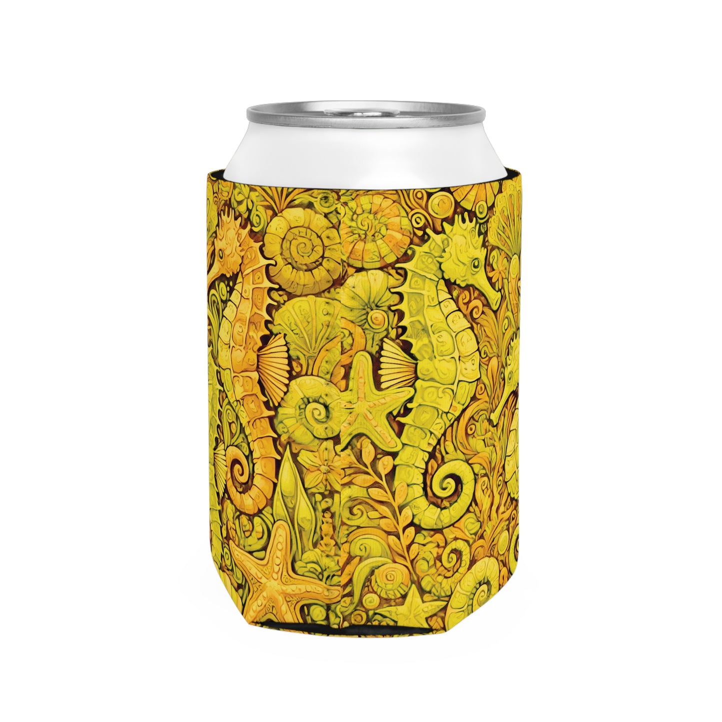 Seahorse Trio/Yellow Can Cooler Sleeve - Perfect for Outdoor Picnics