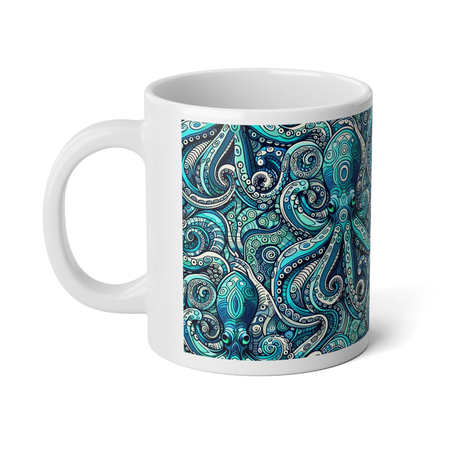 Jumbo Mug, 20oz, Turquoise Octopus | Tropical Coffee Cup
