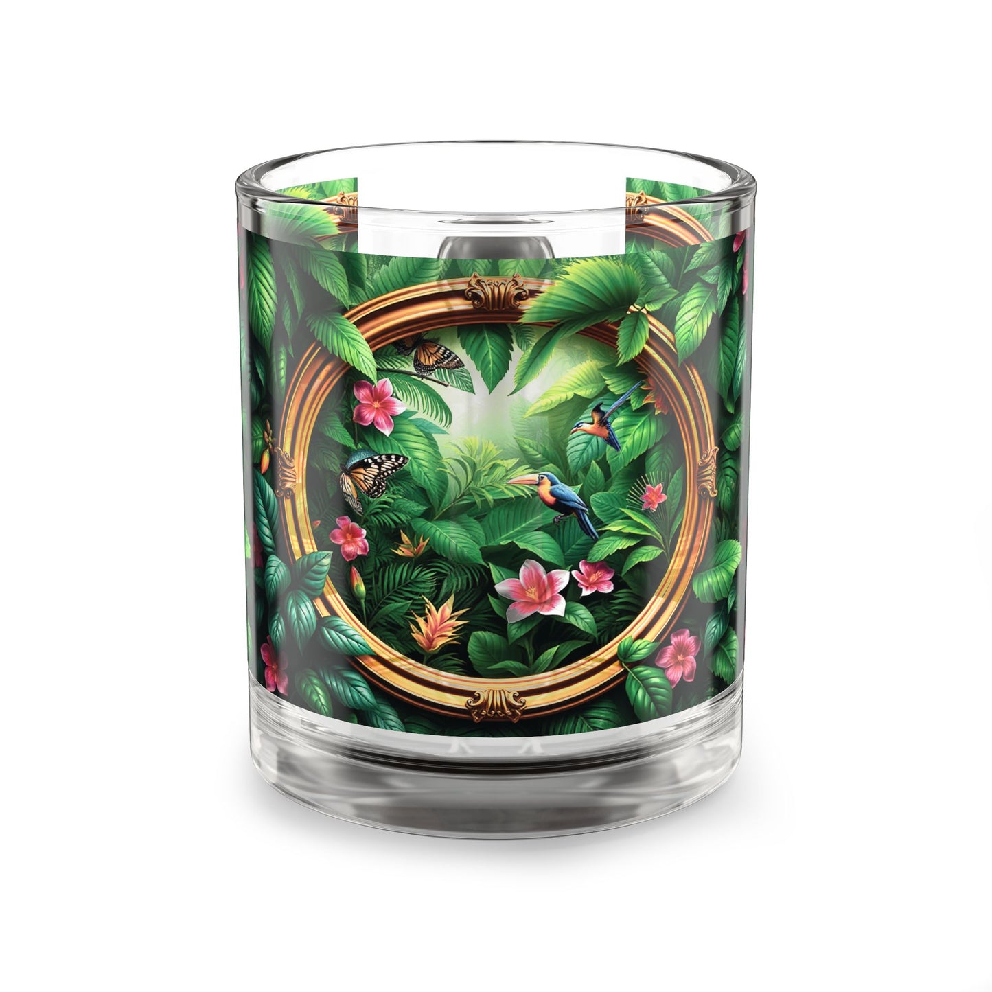 Tropical Glass Mug - 10oz Coffee Cup / Framed Rainforest