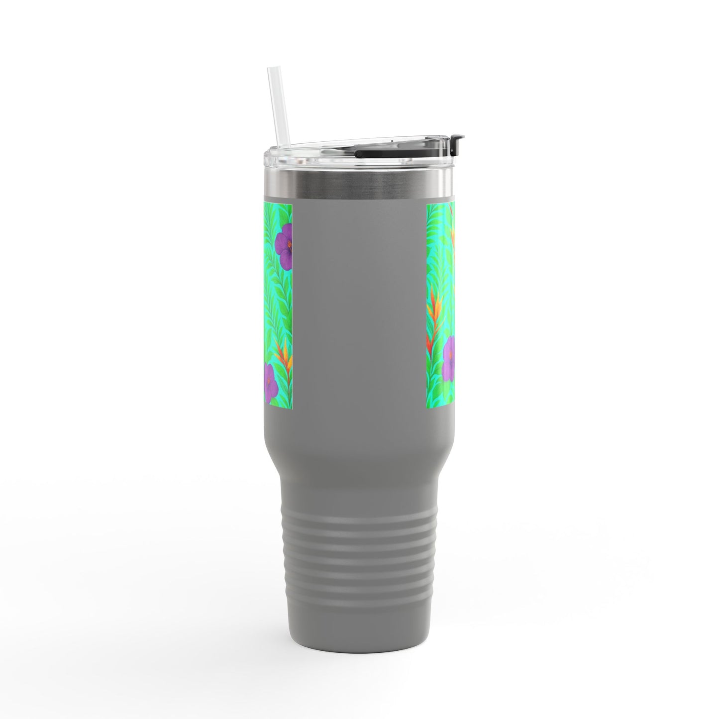 Midnight Flower Green Insulated Travel Mug - 40oz - Perfect for Outdoor Adventures