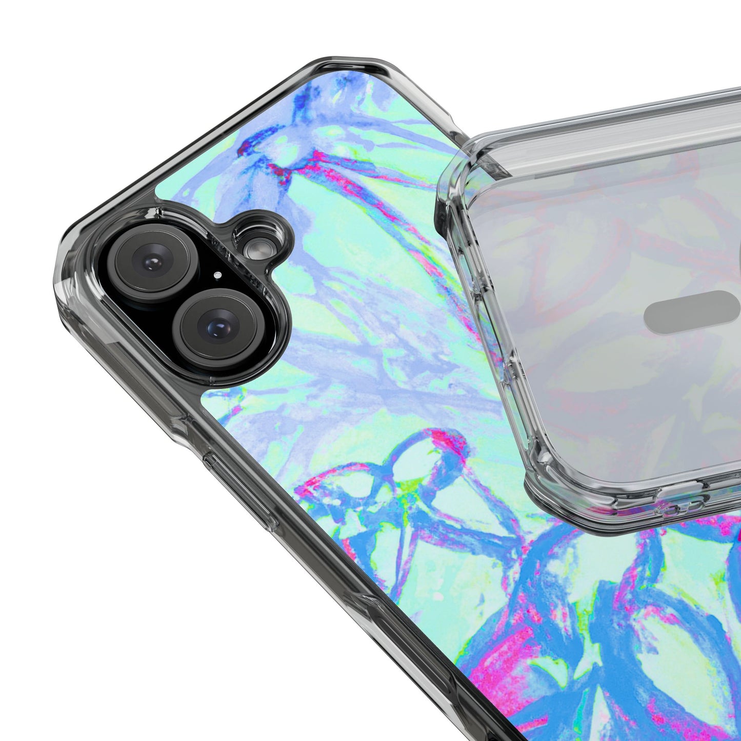 Tropical Doodles/Blue Magnetic Clear Phone Case, Many Models