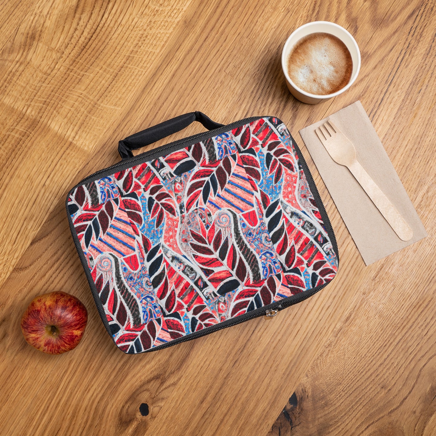 Amazon Whimsy/Red Lunch Bag - Eco-Friendly Insulated Tote, Adult and Child Lunchbox / Perfect for Picnics, Beach Outings