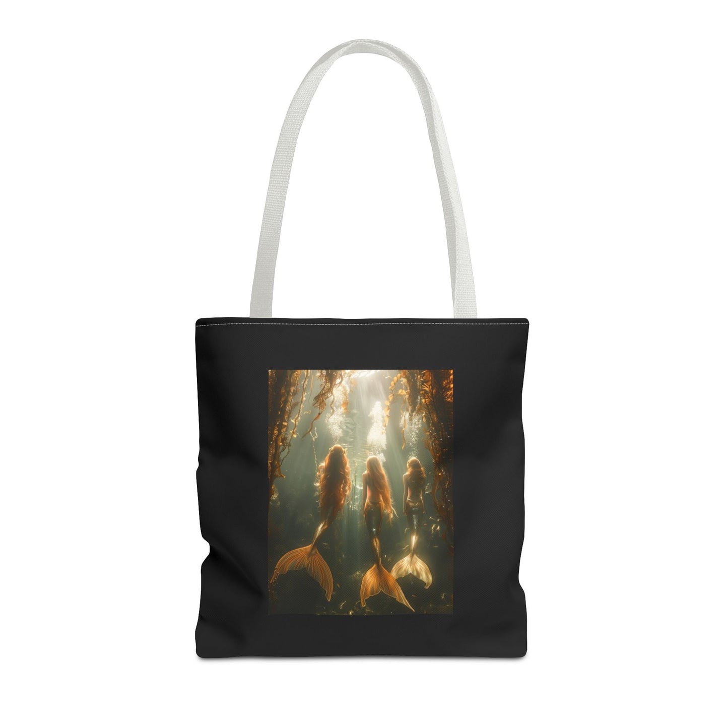 Three Mermaid Sisters, Black Tote Bag - 3 Sizes