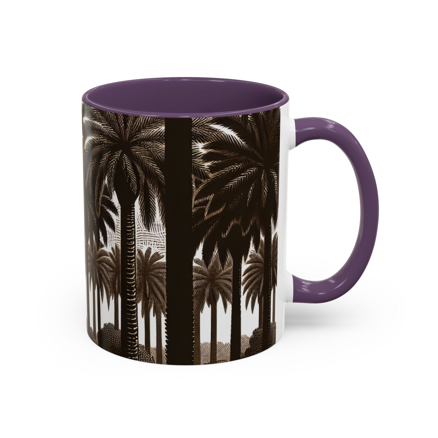 Accent Coffee Mug (11, 15oz) - Woodcut Palm Grove