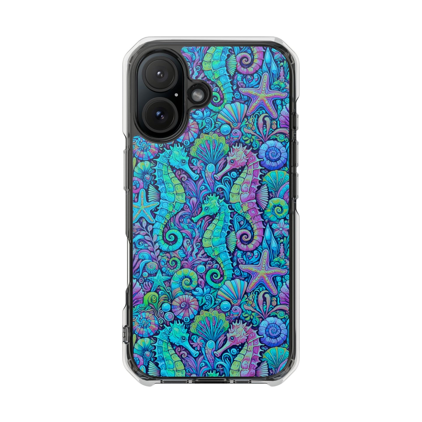 Seahorses/Turquoise POP Magnetic Clear Phone Case, Many Models