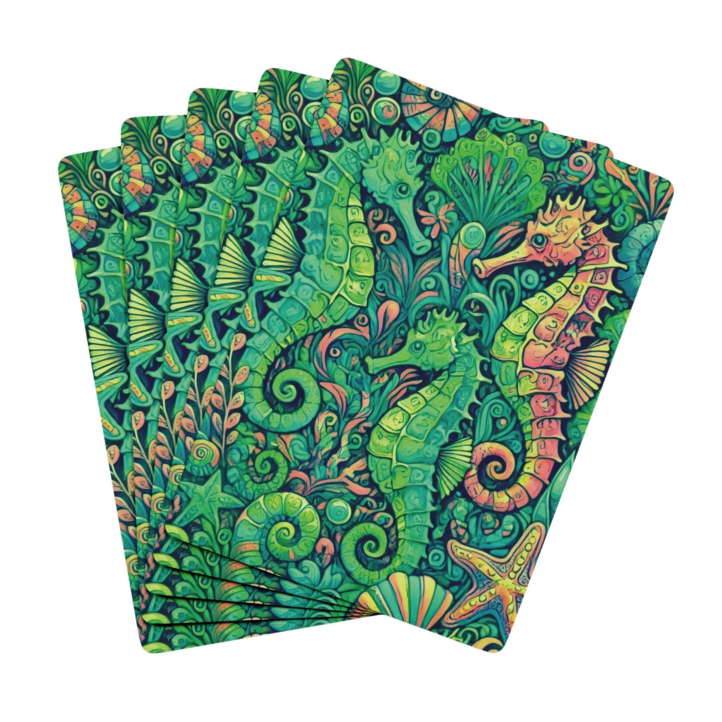 Poker Playing Cards - Seahorse Trio, Hot Lime