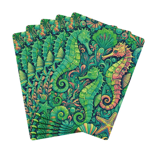 Poker Playing Cards - Seahorse Trio, Hot Lime