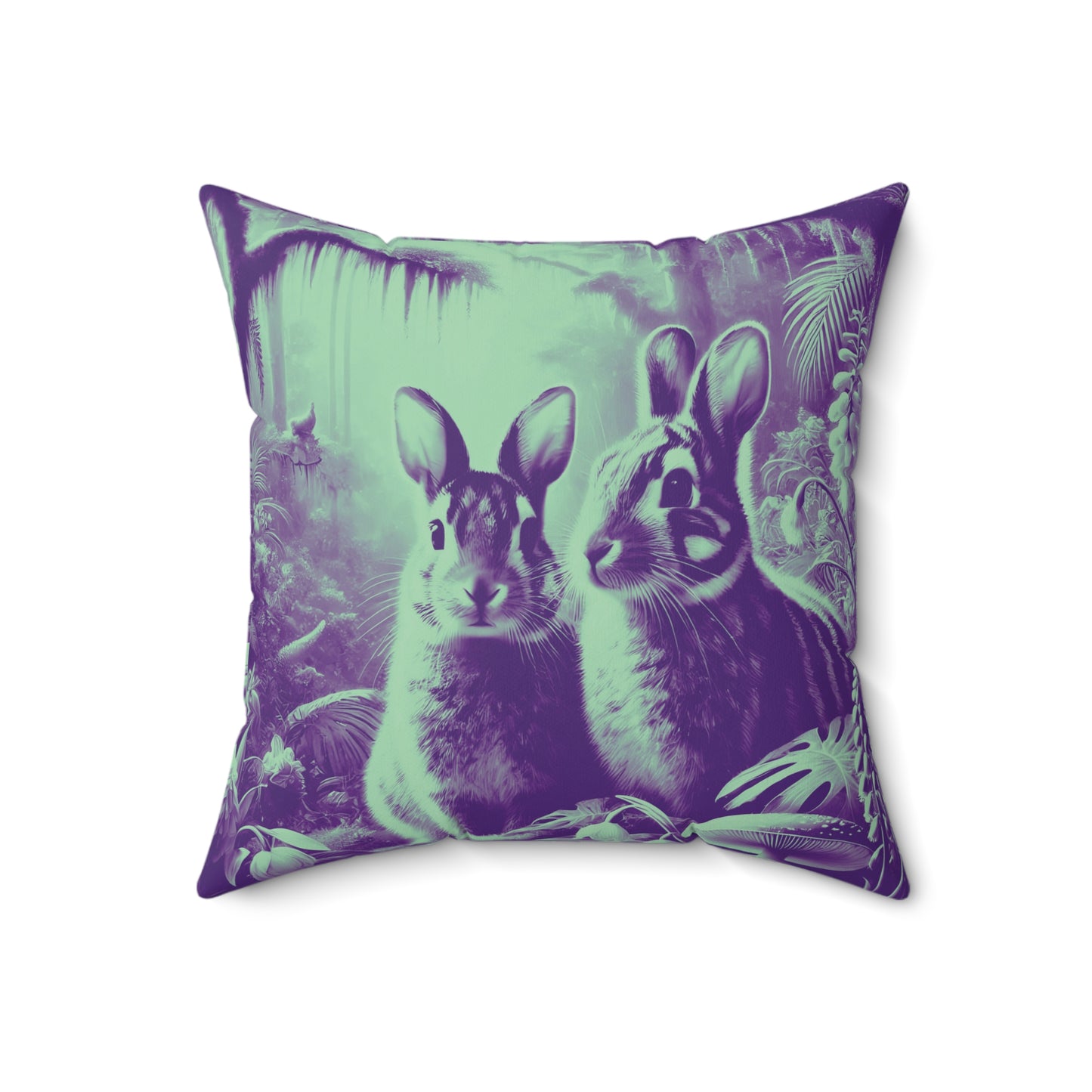 Decorative Pillow - Accent Cushion, 4 Sizes /Tropical Sumatran Rabbits/Minty