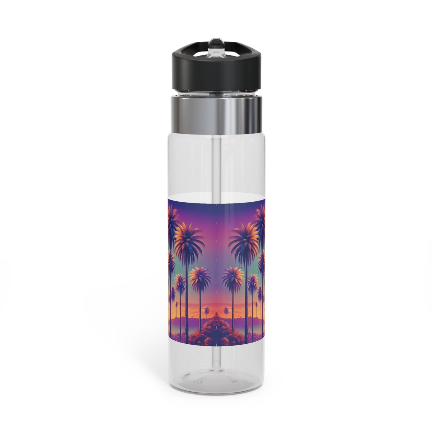 Tropical 20oz Tritan Sport Water Bottle -  Leakproof, Lightweight, BPA-Free / Sunset Palms