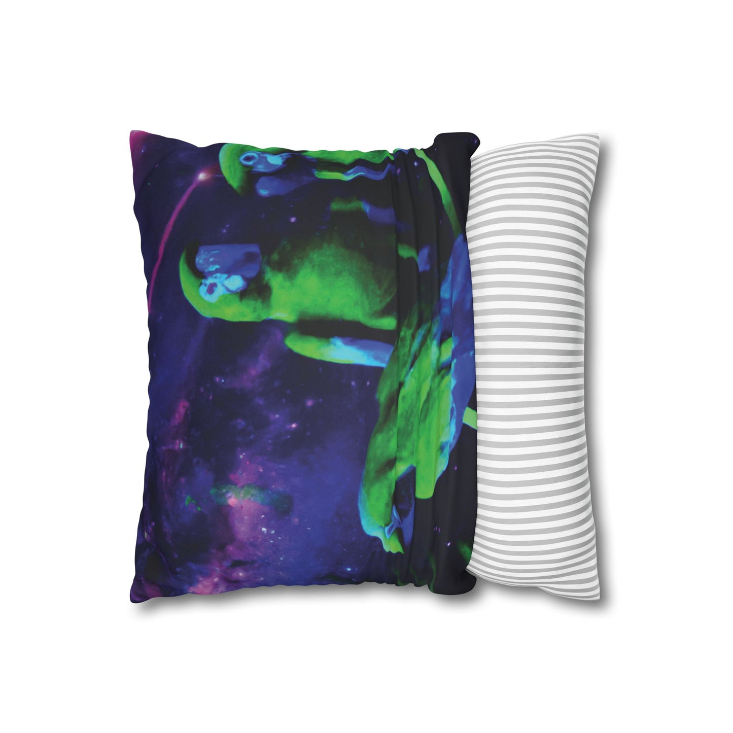 Faux Suede Square Pillowcase - Neon Parrots at Night