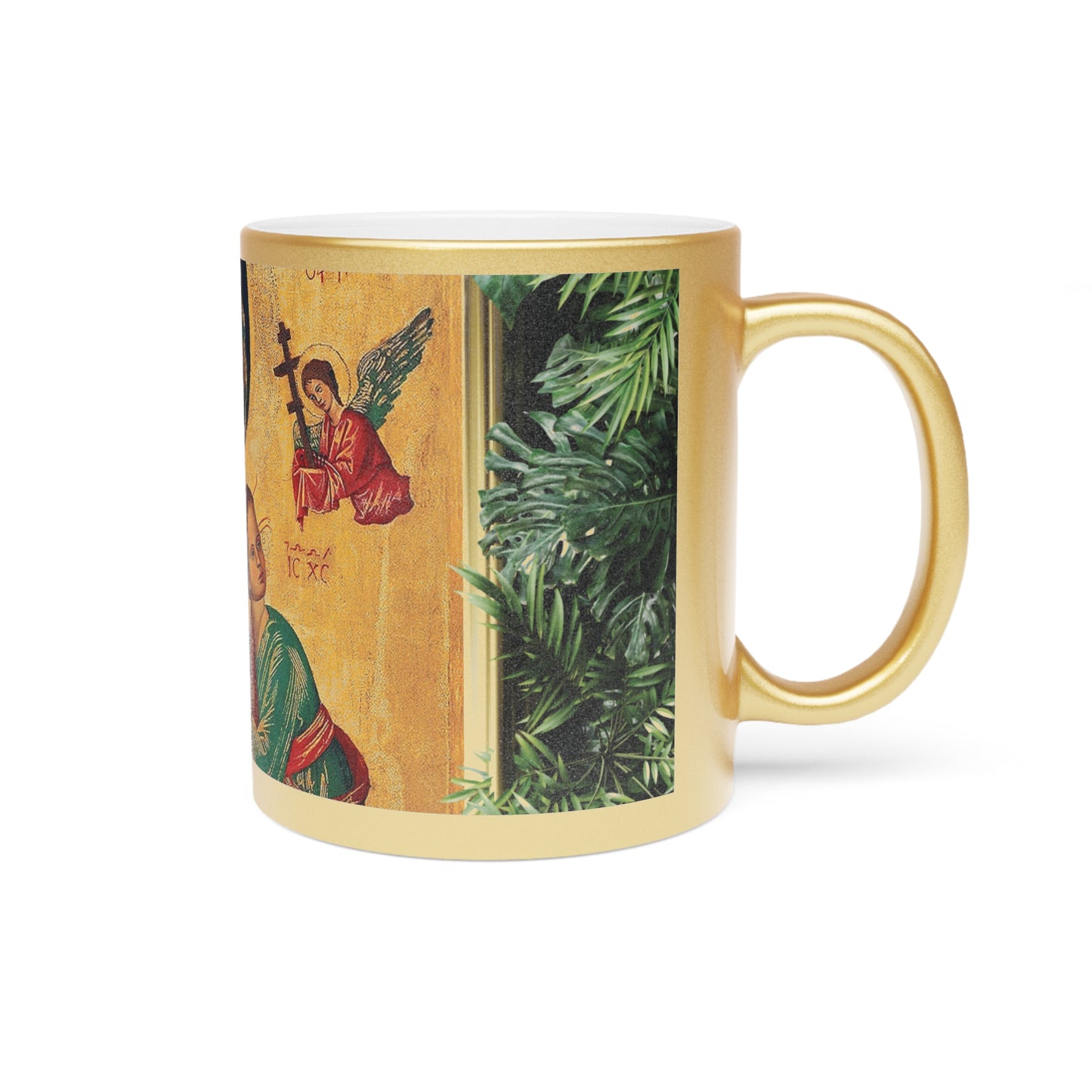 Religious Metallic Mug, Gold or Silver - MACRO "Tropical Our Lady of Perpetual Help"