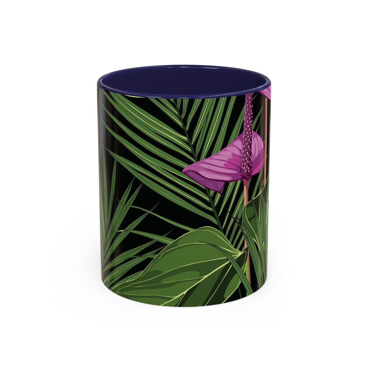 Accent Coffee Mug - Fun Tropical Drinkware for Flower Vibes /Anthurium and Palm