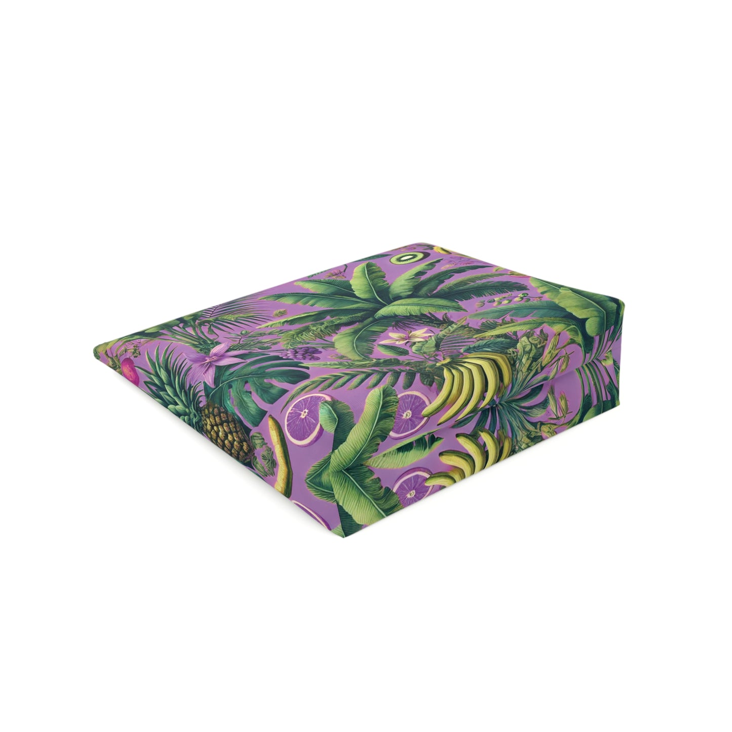 Tropical Cotton Cosmetic Bag - Makeup Pouch, 5 Sizes / More Tropical Fruit, Deep Lilac