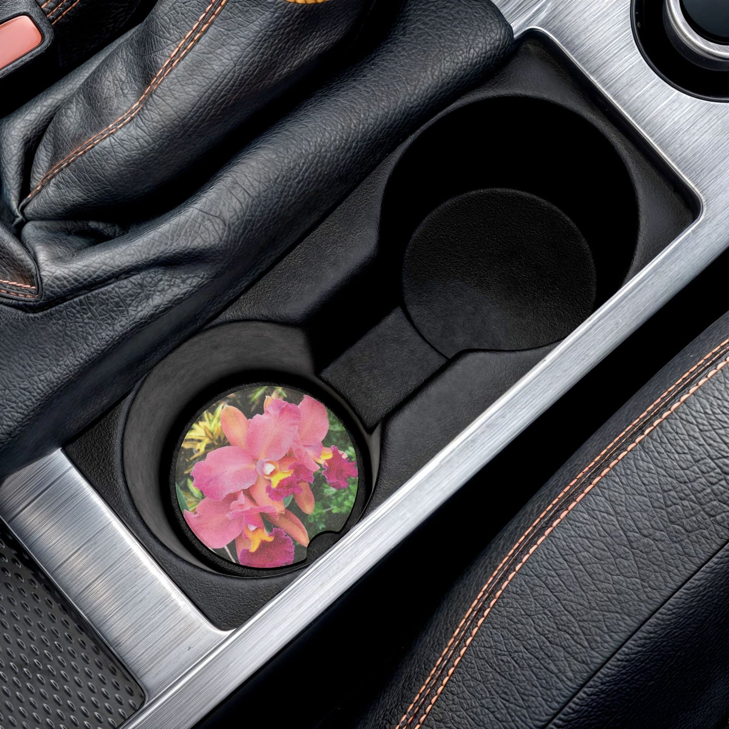 Soapstone Car Coaster - Pink Orchid Trio