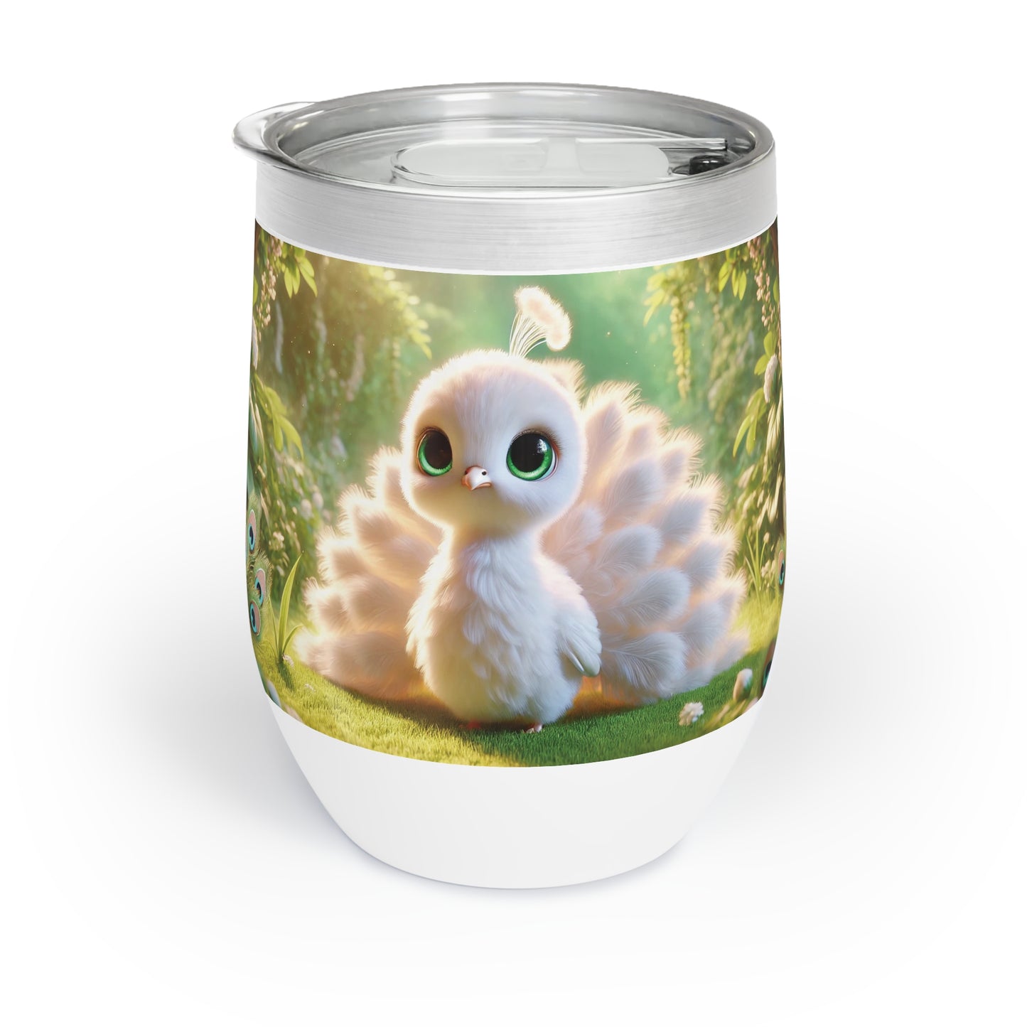 Chill Wine Tumbler with Adorable Baby White Peacock