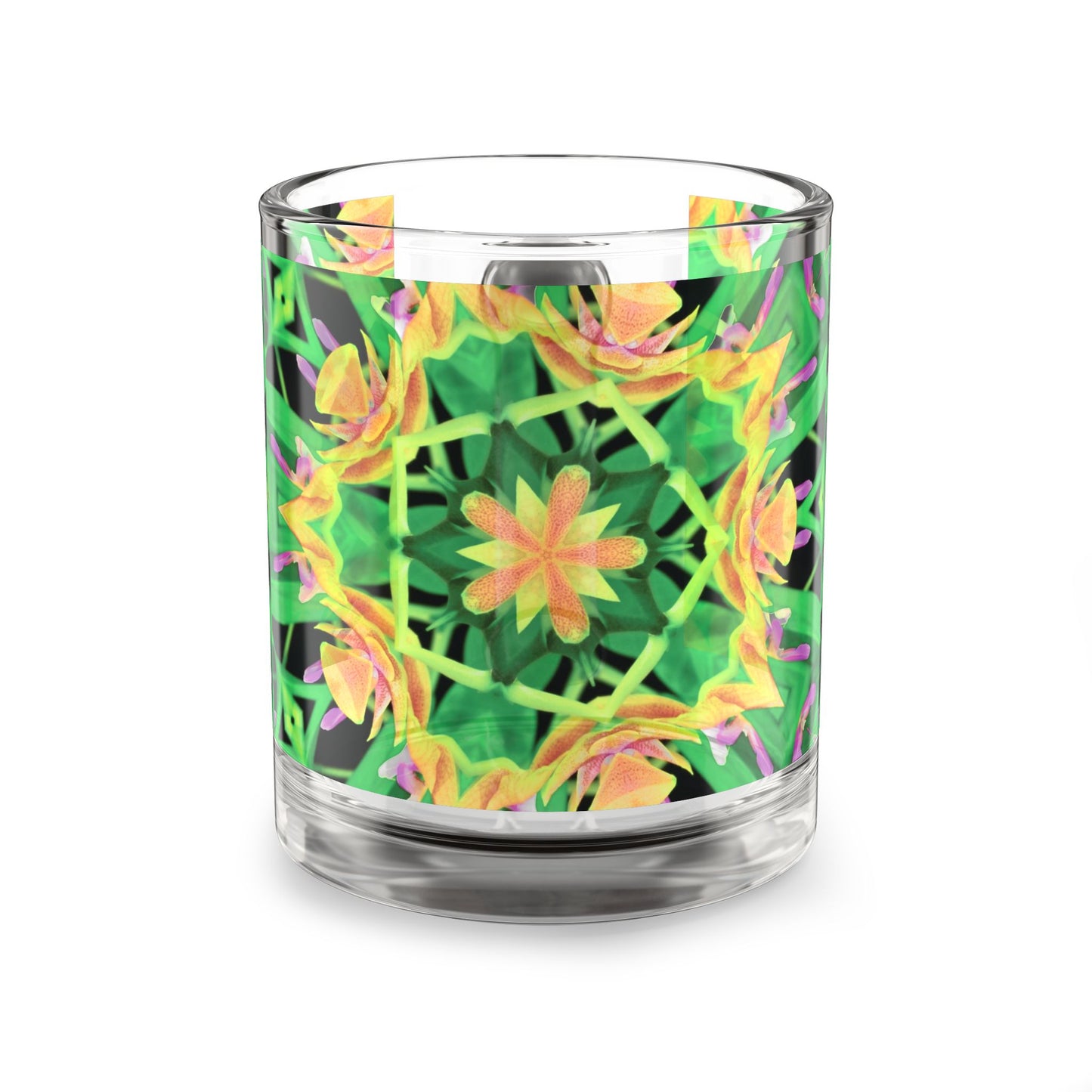 Tropical Glass Mug - 10oz Coffee Cup / Kaleido Orange Orchid