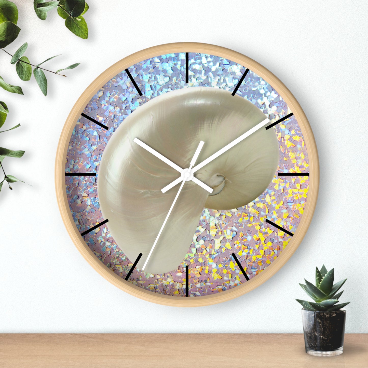 Wall Clock, Disco White Nautilus, Hands/Base Variants