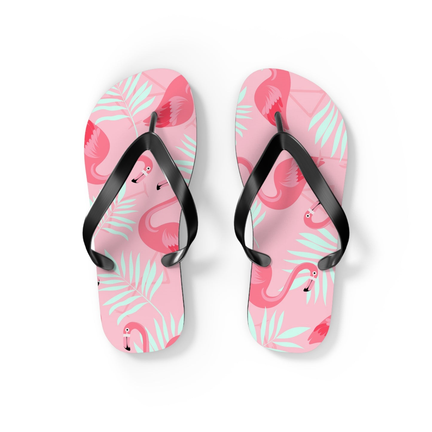 Flip Flops - Pink Flamingo / White Palms