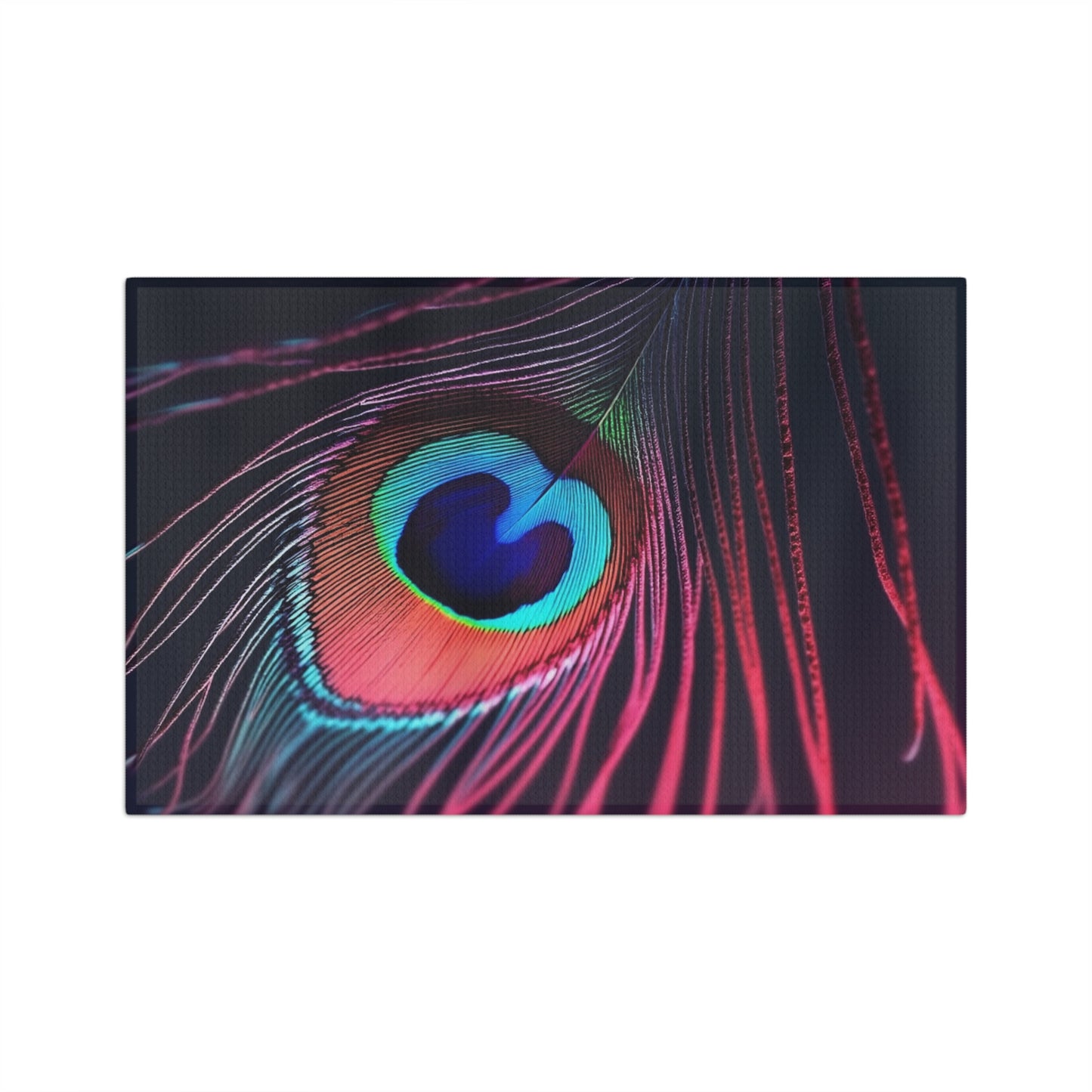 Microfiber Coffee/Tea Towel — Peacock Feather, Ruby Glow