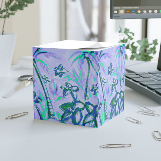 Note Cube - Tropical Doodles, Lilac
