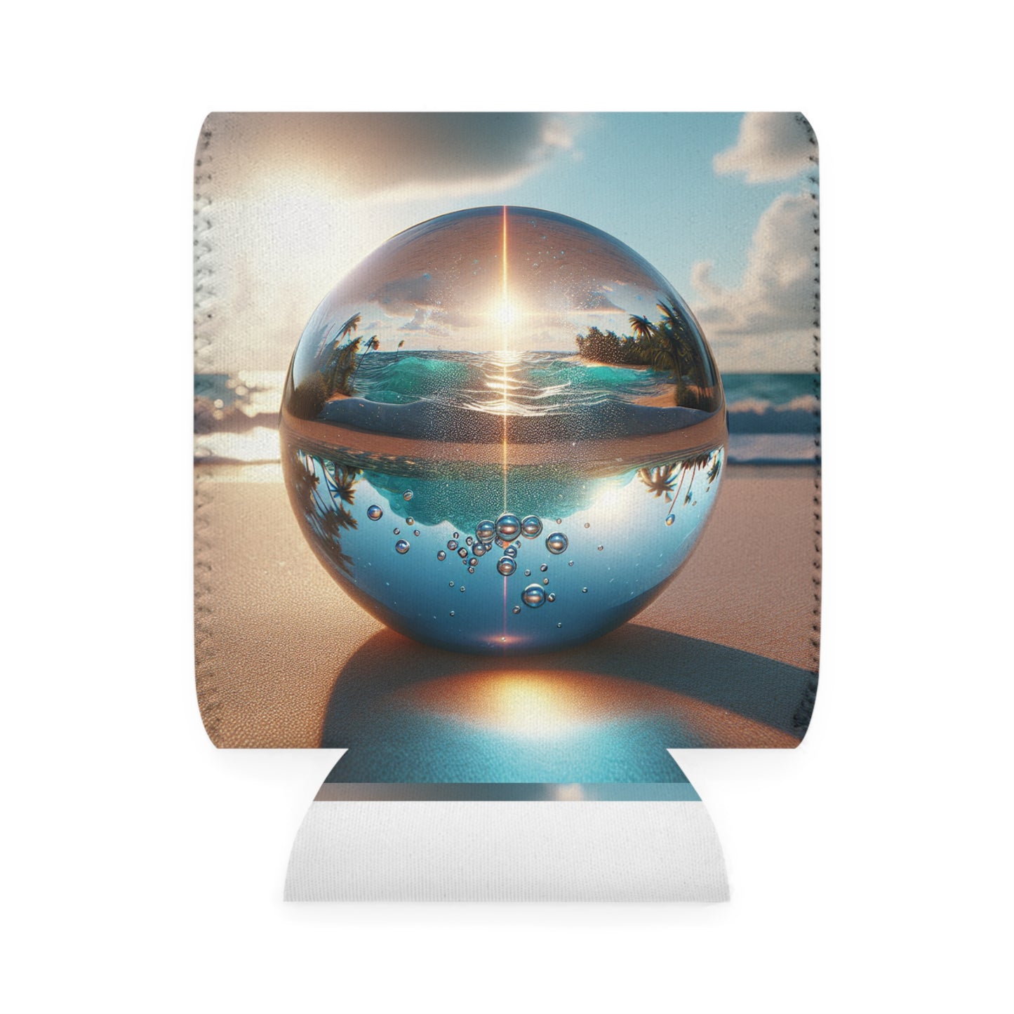 Beach Illusion Ball Sunrise Can Cooler Sleeve - Perfect for Outdoor Picnics