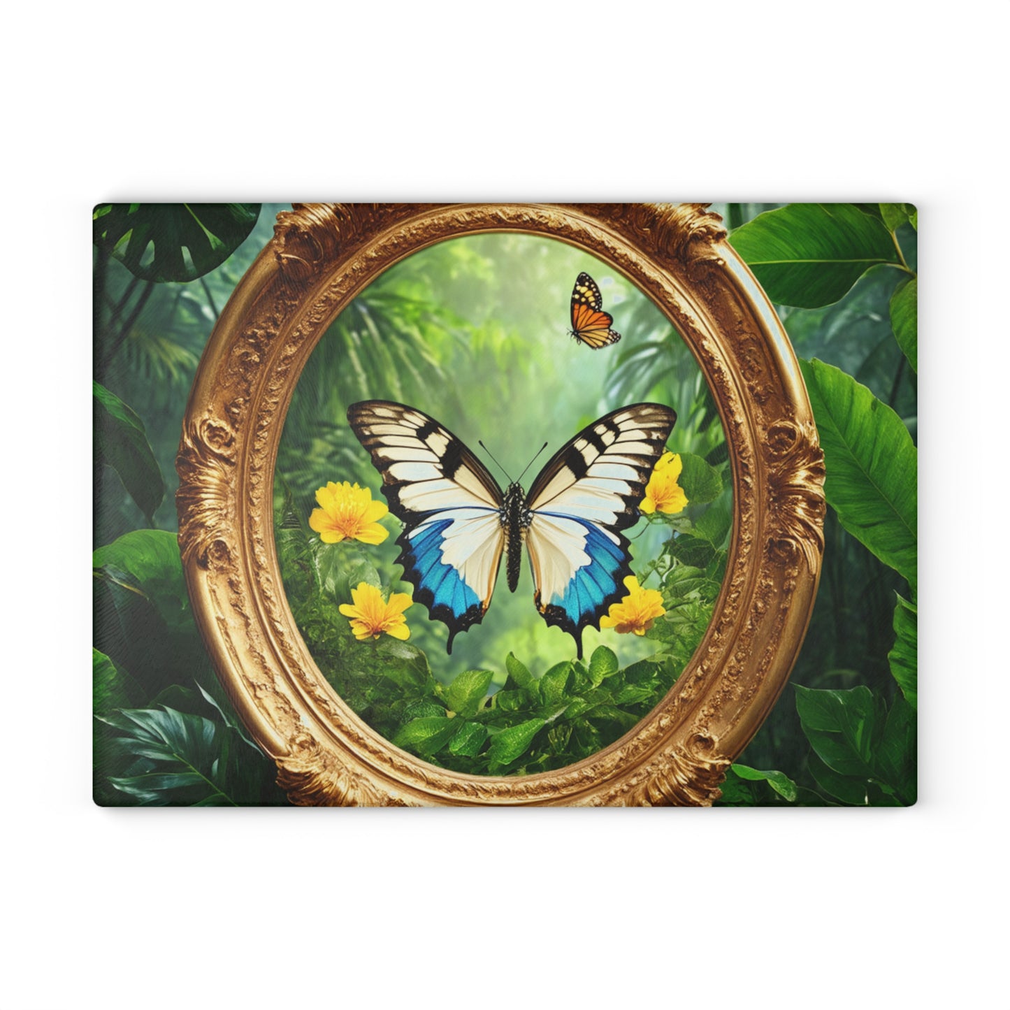 Glass Cutting Board, 2 sizes - Framed Swallowtail