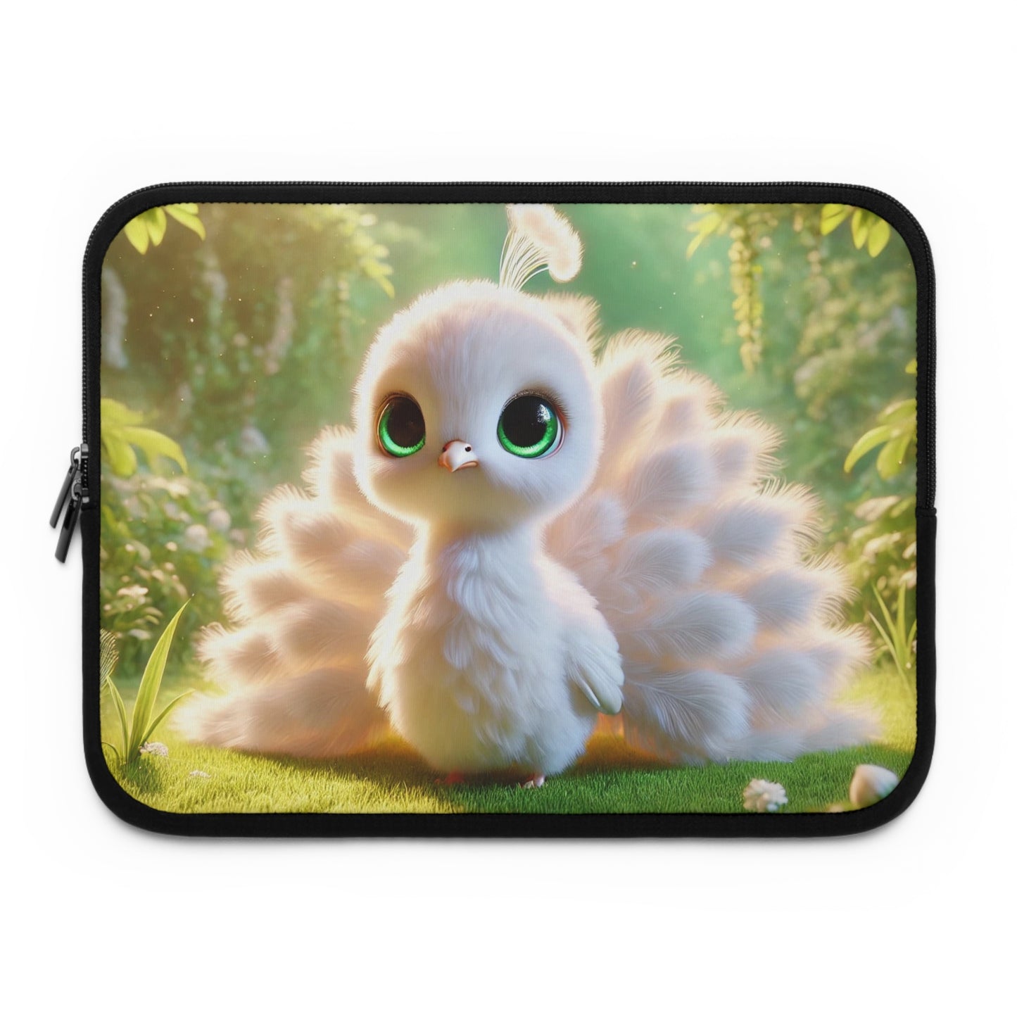 Tropical Laptop Sleeve, 5 Sizes - Perfect for Rainforest Lovers & Students / Baby White Peacock