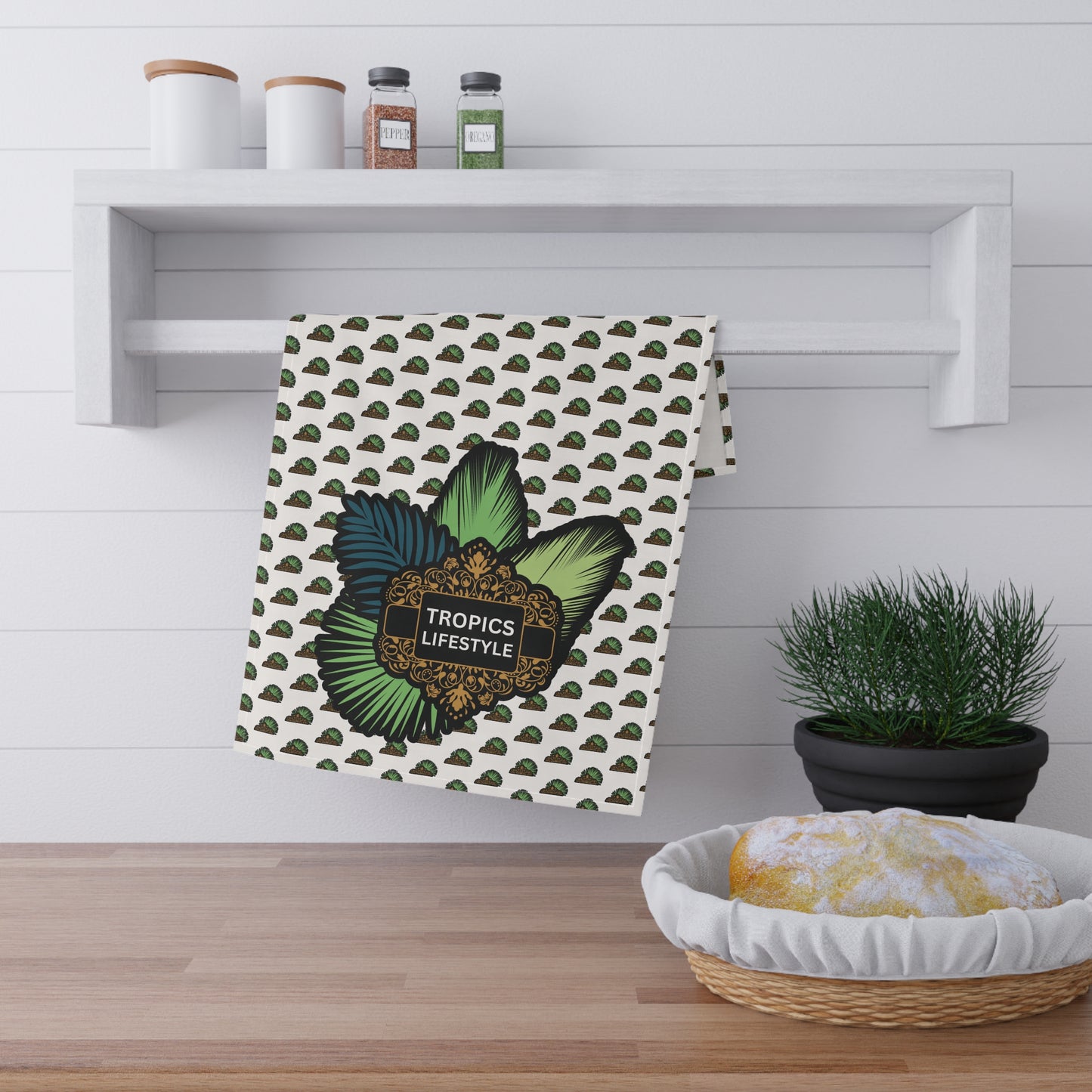 Tea Towels (cotton, poly), Tropics Lifestyle Deco Plant Logo, Micros