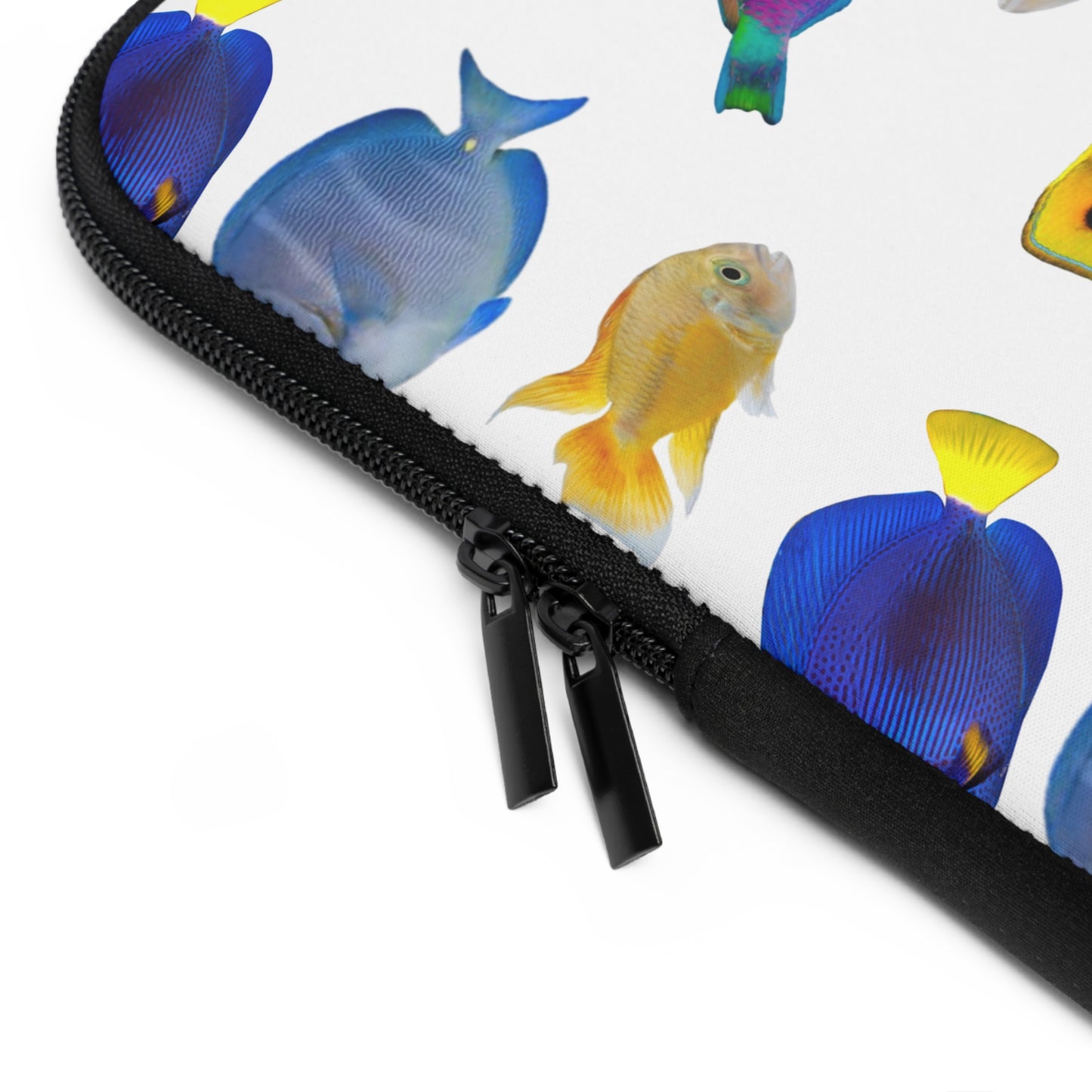 Tropical Laptop Sleeve, 5 Sizes - Perfect for Beach Lovers & Students / School of Fish, White
